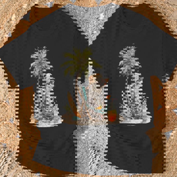 フェレット 果物 スキムボード ビーチツリー 動物 モチーフ フェレット Tシャツ 高齢者への贈り物