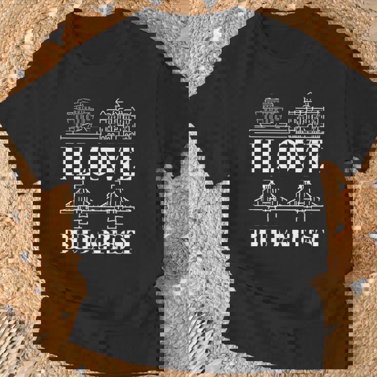 ブダペスト ハンガリー 街並み地図 旅行 Tシャツ 高齢者への贈り物