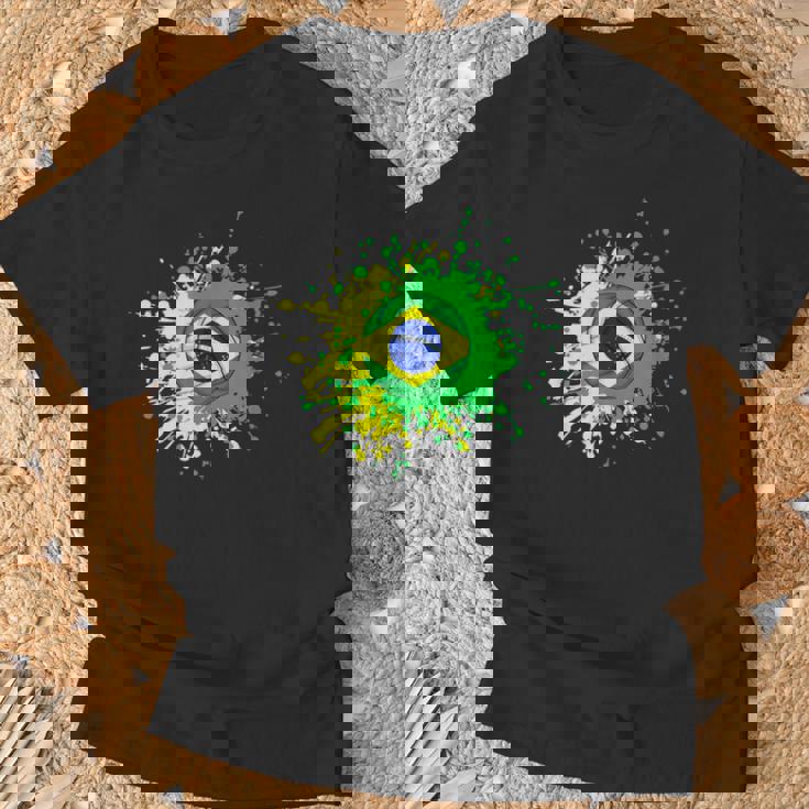 ブラジルの旗が付いたブラジルのバレーボール Tシャツ 高齢者への贈り物