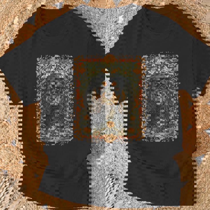 ブラックとタン キャバリア王チャールズ スパニエル ヴィンテージ Tシャツ 高齢者への贈り物