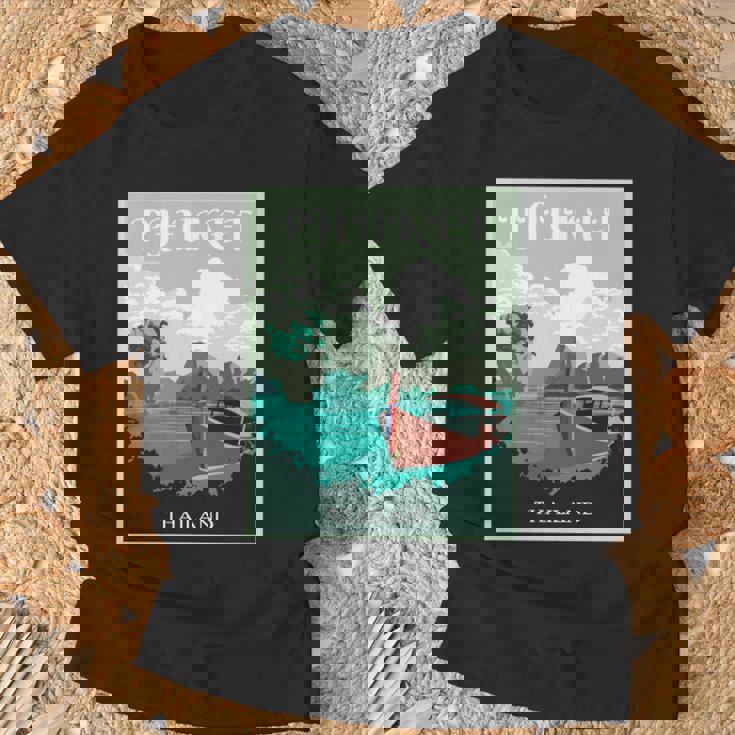 プーケット ロングテール ボート サムイ島 タイ 微笑みの国 バンコク お土産 旅行の贈り物 休暇 ビーチ パッタイ 長袖tシャツ Tシャツ 高齢者への贈り物