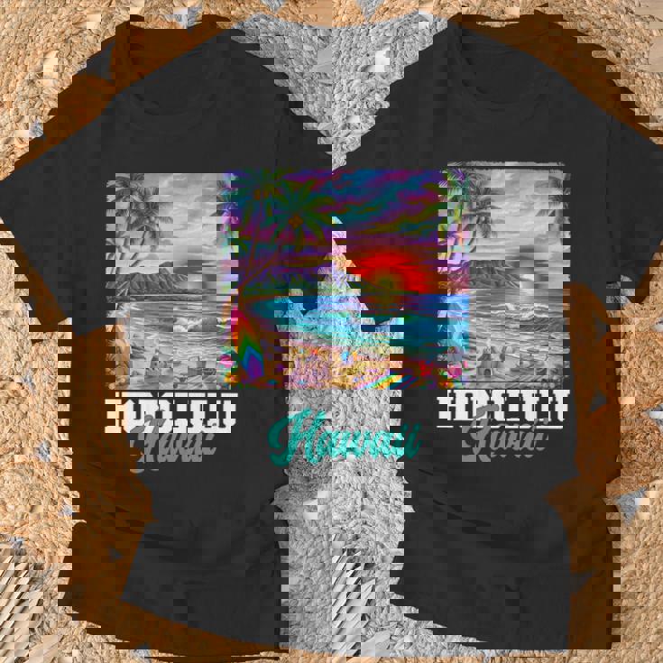 ホノルル ハワイ ハワイアン 波 ビーチ 夏 サーフィン レトロ 長袖tシャツ Tシャツ 高齢者への贈り物