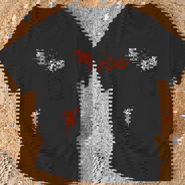 ポケットシリーズ かわいいレッサーパンダ くまの遊び 長袖tシャツ Tシャツ 高齢者への贈り物