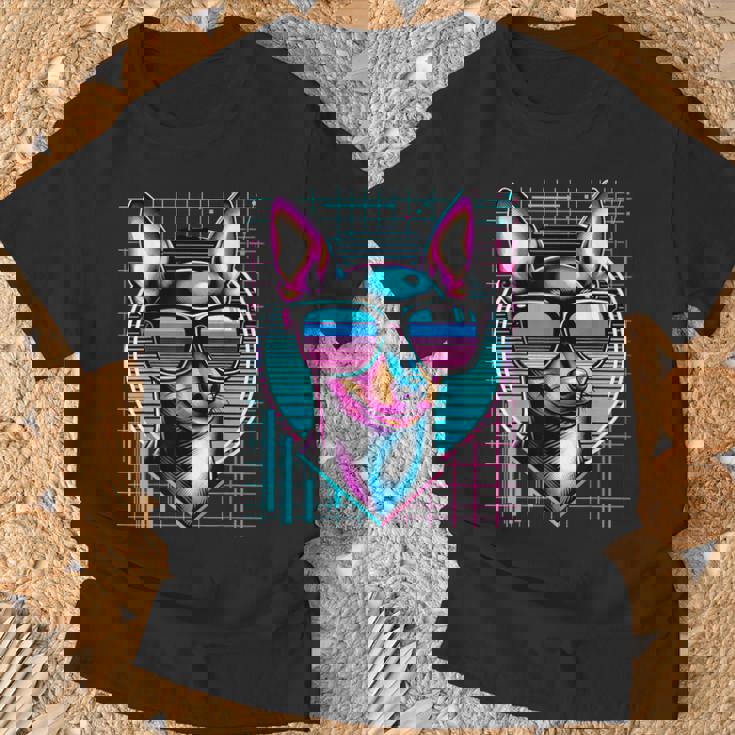 メンズ レディース ミニピン ヴェイパーウェーブ ミニチュア ピンシャー好き Tシャツ 高齢者への贈り物