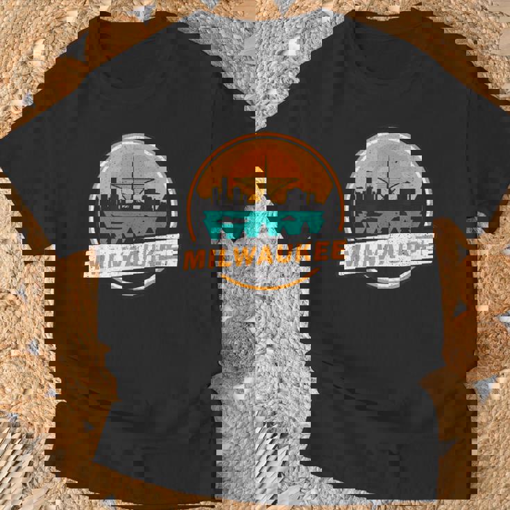 ミルウォーキー スカイライン ランドマーク ミルウォーキー ベイ ヴィンテージ Tシャツ 高齢者への贈り物