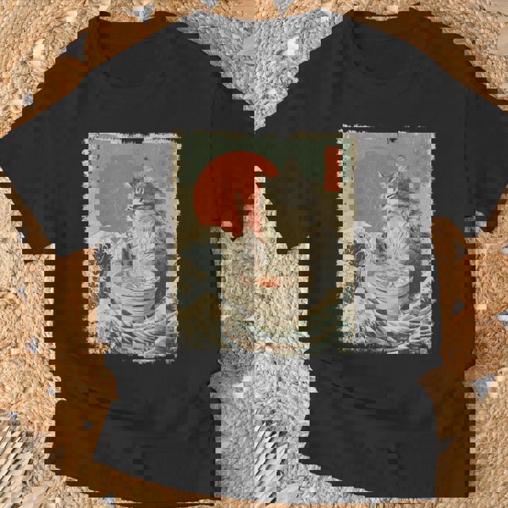 メインクーン 猫 ヴィンテージ ラーメン 和麺 Tシャツ 高齢者への贈り物