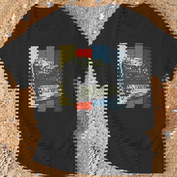 モジュラー シンセサイザー キーボード テクノ ビンテージ アナログ 猫 長袖tシャツ Tシャツ 高齢者への贈り物