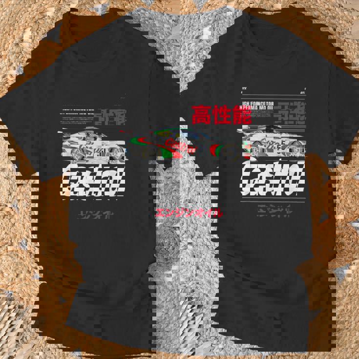 モーターオイル レーシングカー 日本語グラフィック Papl3540 Tシャツ 高齢者への贈り物