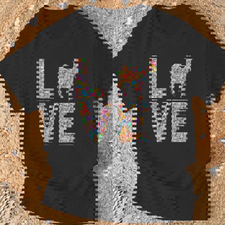 ヤギの動物愛の花 Tシャツ 高齢者への贈り物