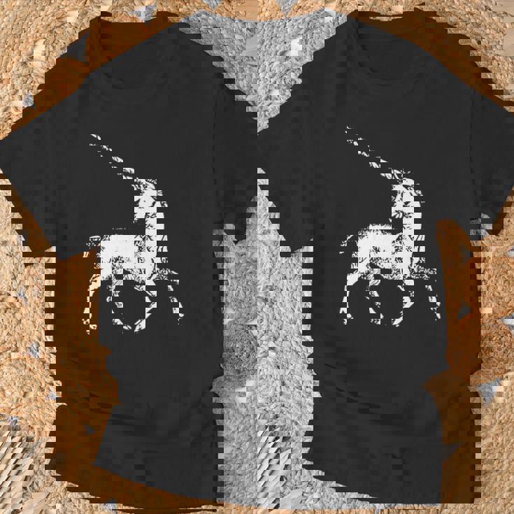 ユニコーン 神話上の生き物 おとぎ話 ファンタジー ヴィンテージ 古い Unicorn Fairy Tale Horse 長袖tシャツ Tシャツ 高齢者への贈り物