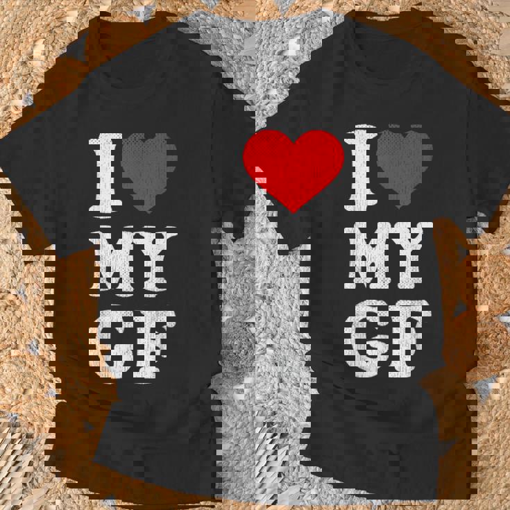 ユーズド加工 I Heart My Girlfriend アパレル I Love My Gf Tシャツ 高齢者への贈り物