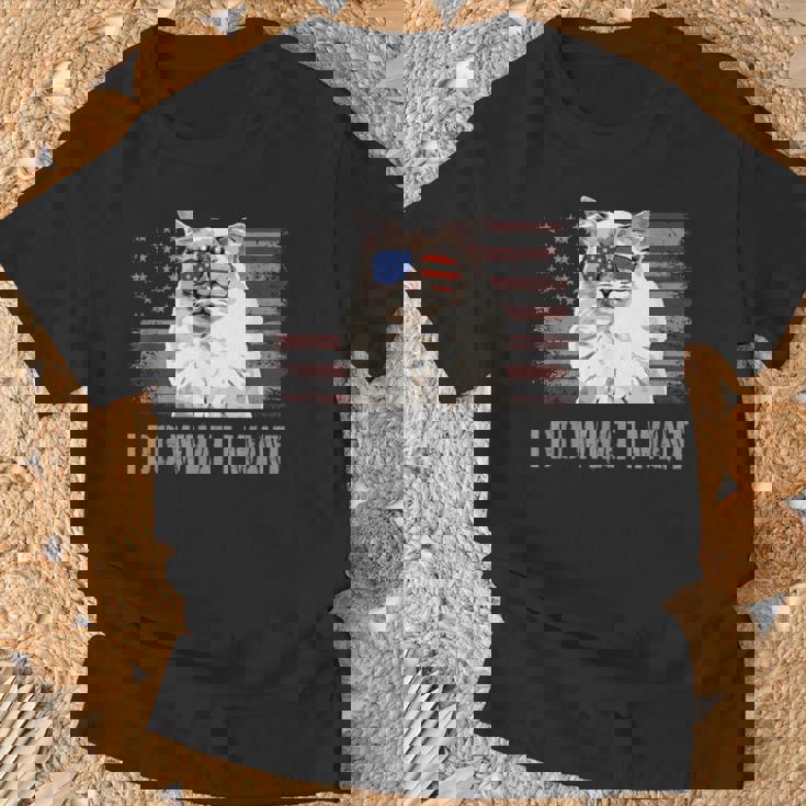 ラグドールキャット I Do What I Want Retro Usa おもしろ猫 Tシャツ 高齢者への贈り物