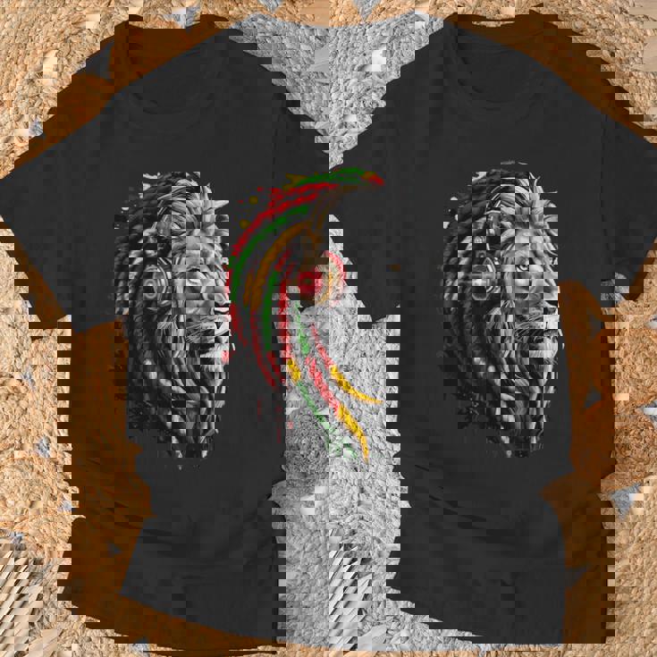 ラスタレゲエミュージックヘッドフォンジャマイカンルーツプライドライオン Tシャツ 高齢者への贈り物