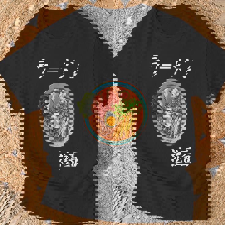 ラーメン コスチューム 麺 スープ 和 フォント Tシャツ 高齢者への贈り物