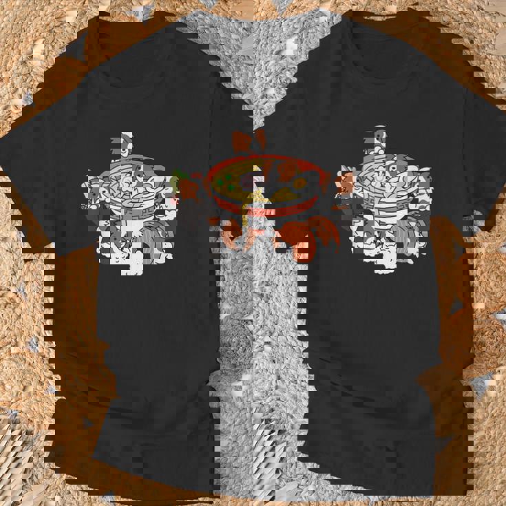 ラーメン寿司パピヨン犬 Tシャツ 高齢者への贈り物