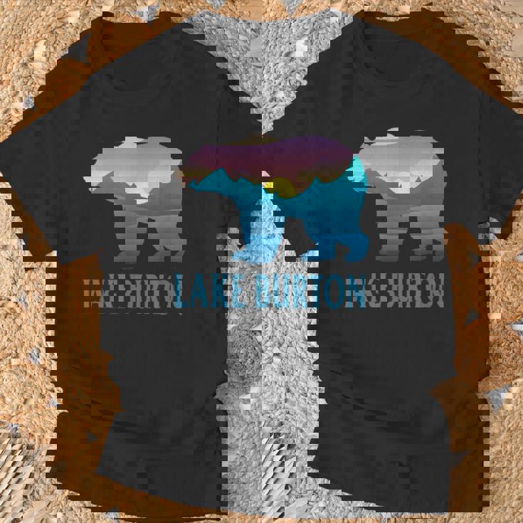 レイク・バートン 山 パープル セッティング ヒマワリ ネイチャーウッド Tシャツ 高齢者への贈り物