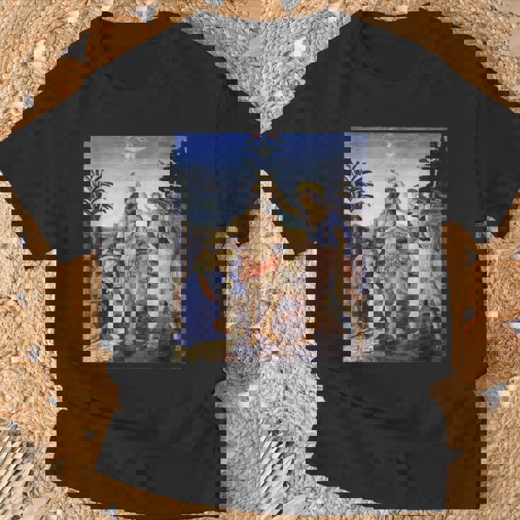 レオナルド ダヴィンチ 面白いtシャツ アート キリストの洗礼 聖書 絵画 メンズ 面白い 服 美術 ネタ Tシャツ 高齢者への贈り物