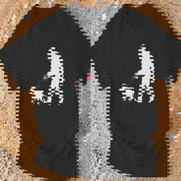 レトロ ビッグフット ウォーキング ブルマスティフ 犬 面白い サスカッチ 長袖tシャツ Tシャツ 高齢者への贈り物