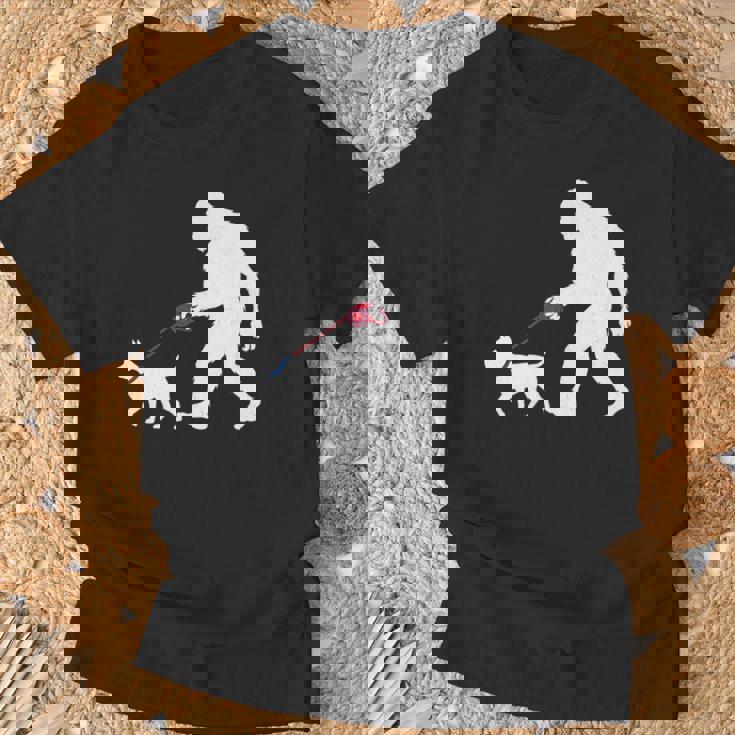 レトロ ビッグフットウォーキング 杖 コルソ 犬 面白い サスカッチ 長袖tシャツ Tシャツ 高齢者への贈り物