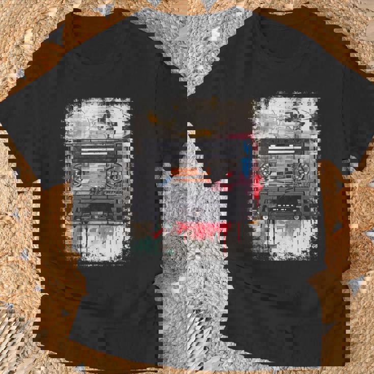 レトロスタイル オールドスクールミュージックテープ カセット ヴィンテージ ミックステープ 長袖tシャツ Tシャツ 高齢者への贈り物