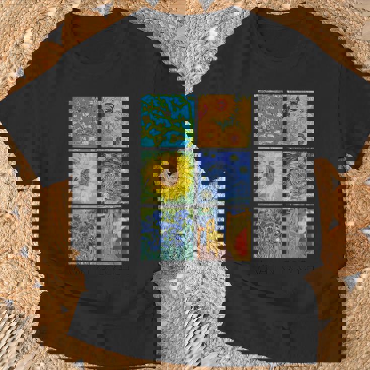 ヴァン・ゴッホコラージュ 星月夜 ひまわり アーモンドの花 Tシャツ 高齢者への贈り物