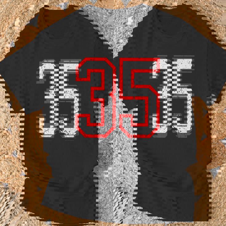 ヴィンテージナンバー 35 ホワイトレッドスポーツ代表チームナンバー 35 Tシャツ 高齢者への贈り物