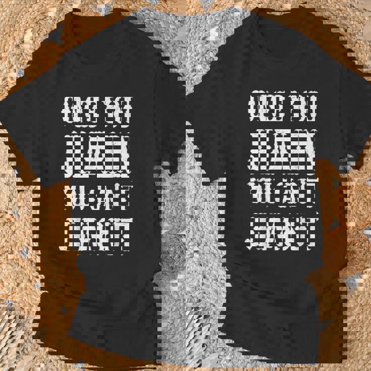 一度ジミンしたら、ジミンアウトはできない Tシャツ 高齢者への贈り物