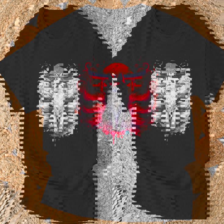 九尾狐 きつねと鳥居門 Tシャツ 高齢者への贈り物