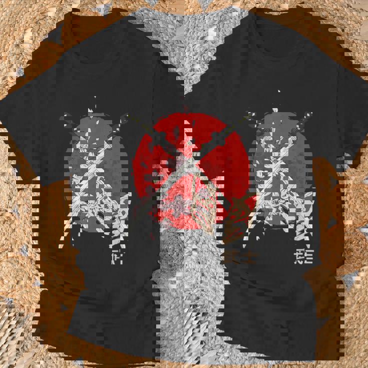 古代日本の桜 侍刀 Tシャツ 高齢者への贈り物