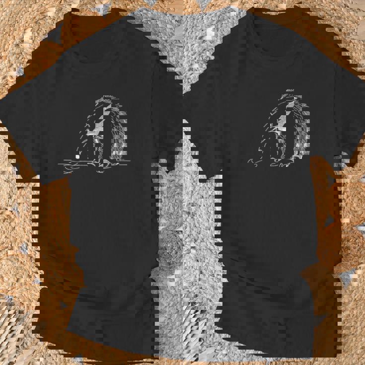 巨大アリクイ ラインアート 野生動物 図面デザイン Tシャツ 高齢者への贈り物