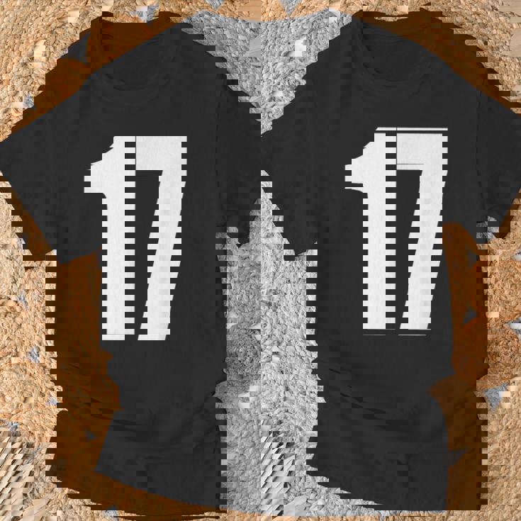 数字 セブンティーン数字 17 プレーンホワイト数字 Tシャツ 高齢者への贈り物
