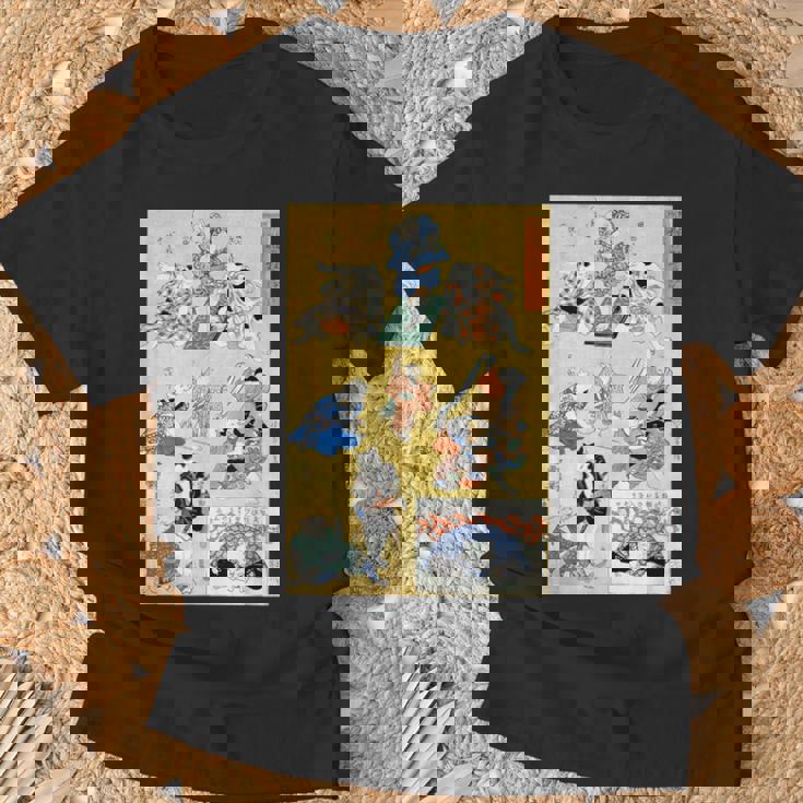 日本の猫 歌川国芳 流行猫の狂言づくし 歌舞伎 ヴィンテージ浮世絵 芸術の美的 日本の伝統美術 Tシャツ 高齢者への贈り物