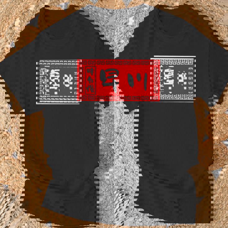早川 苗字 ラーメン 看板 面白いtシャツ おもしろ グッズ 服 筆文字 文字 入り 面白い ネタ メンズ Tシャツ 高齢者への贈り物