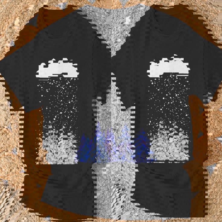 森 雪 新雪 落ちる 冬 ワンダーランド 雪 恋人 Tシャツ 高齢者への贈り物