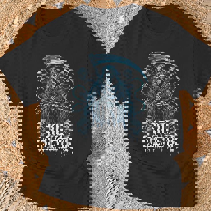 死神ソウルコレクタースカルチェーンアートホラーファン Tシャツ 高齢者への贈り物