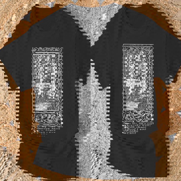 湖の女、エクスカリバー、オーブリー・ビアズリーのイラスト Tシャツ 高齢者への贈り物