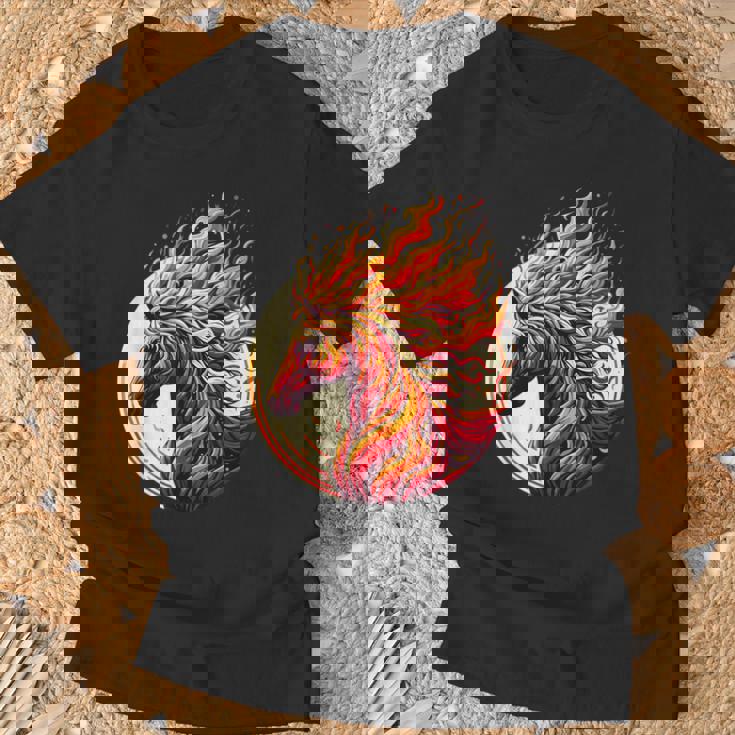 燃える 動物 馬 動物 クール 馬 火 炎 Tシャツ 高齢者への贈り物