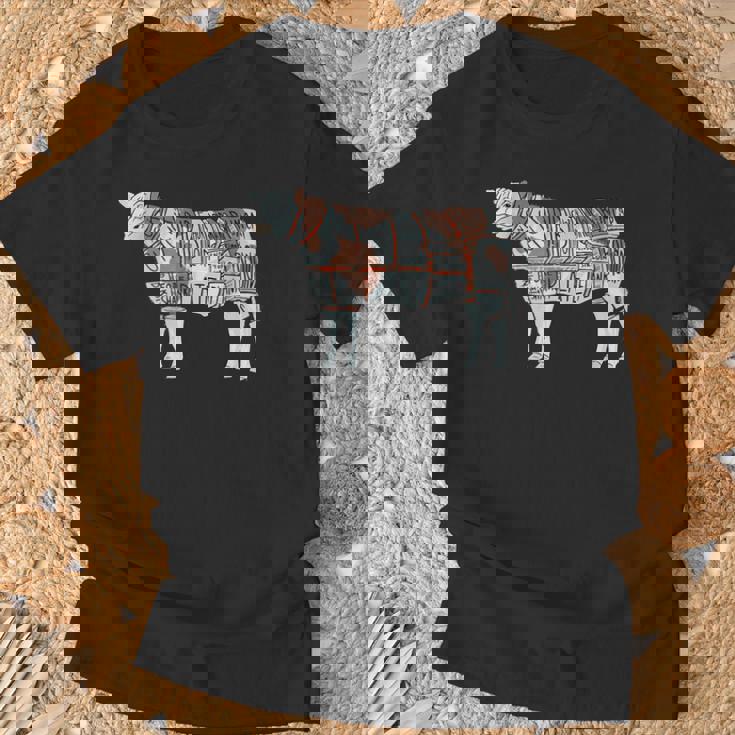 牛肉の部位 面白いtシャツ 焼肉 Bbq 牛 グルメ メンズ おもしろ 面白い 服 オリジナル グッズ ネタ イラスト Tシャツ 高齢者への贈り物