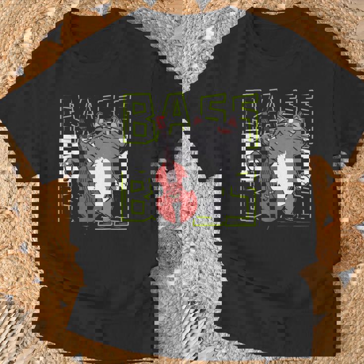 猫 二重低音プレーヤー Tシャツ 高齢者への贈り物