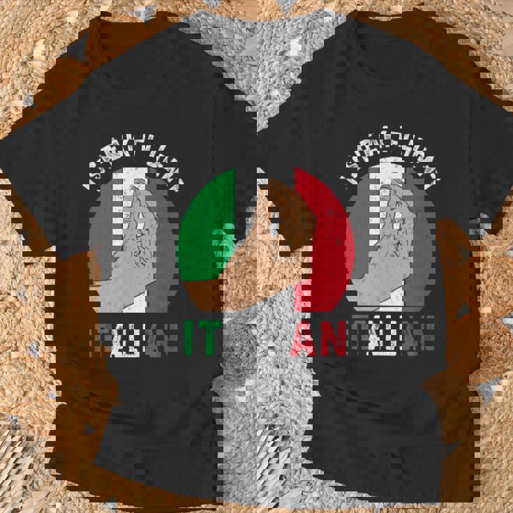 私は流暢なイタリア語を話します、イタリアの手のジェスチャー、私はイタリアが大好きです Tシャツ 高齢者への贈り物