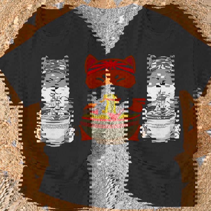秋田芝犬ラーメンそばうどん丼アニメ漫画 Tシャツ 高齢者への贈り物