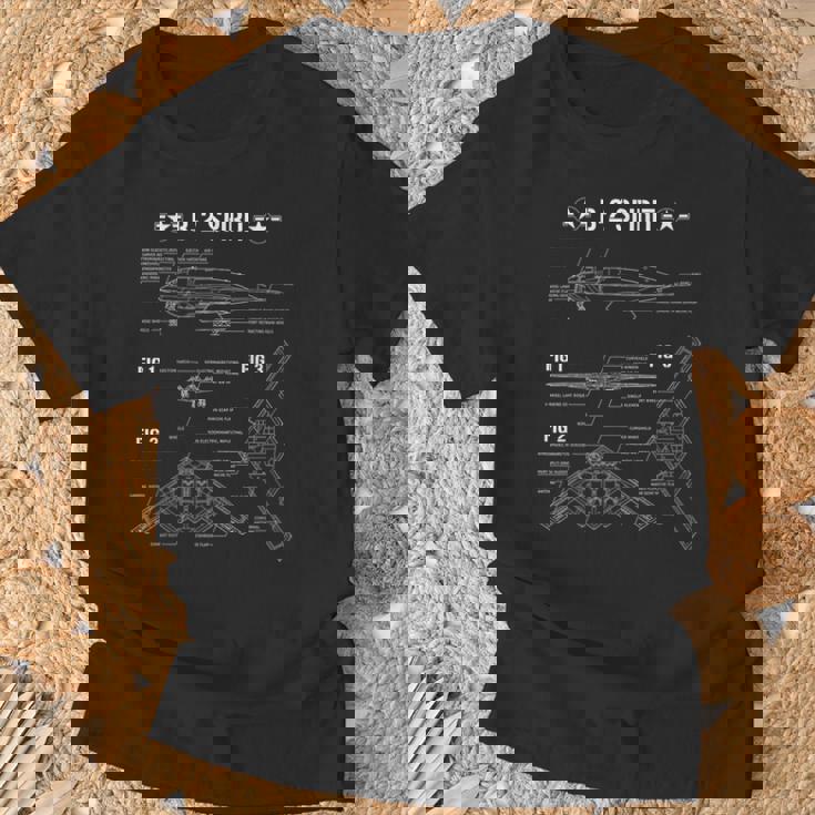 米ステルス機b2の設計図 Tシャツ 高齢者への贈り物