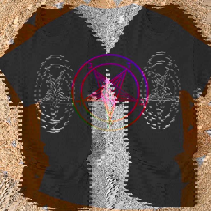 美しいvaporwave サタニックペンタグラム レトログリッチ効果 Tシャツ 高齢者への贈り物