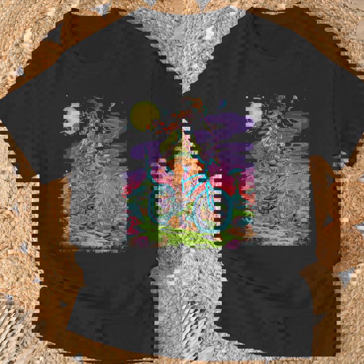 自転車デイホフマントリップ サイケデリックコミックスタイル ヒッピー Tシャツ 高齢者への贈り物