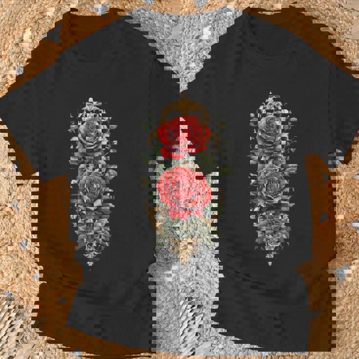 赤いバラ 花 ボタニスト 庭の花 赤いバラ 長袖tシャツ Tシャツ 高齢者への贈り物