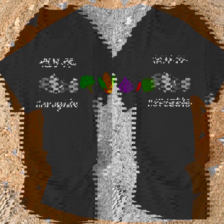 野菜 が 好き。ベジタブル ピーマン ブロッコリー とうもろこし たまねぎ Tシャツ 高齢者への贈り物