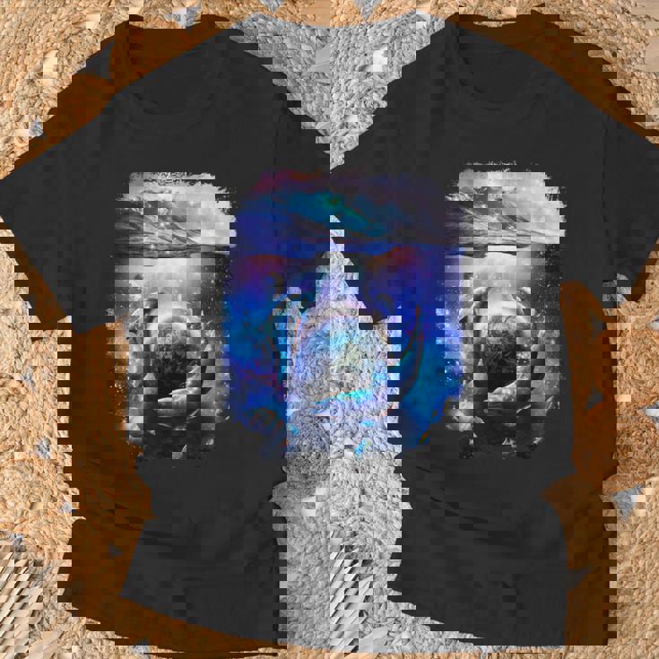 銀河 イルカ 宇宙 地球 海 Tシャツ 高齢者への贈り物