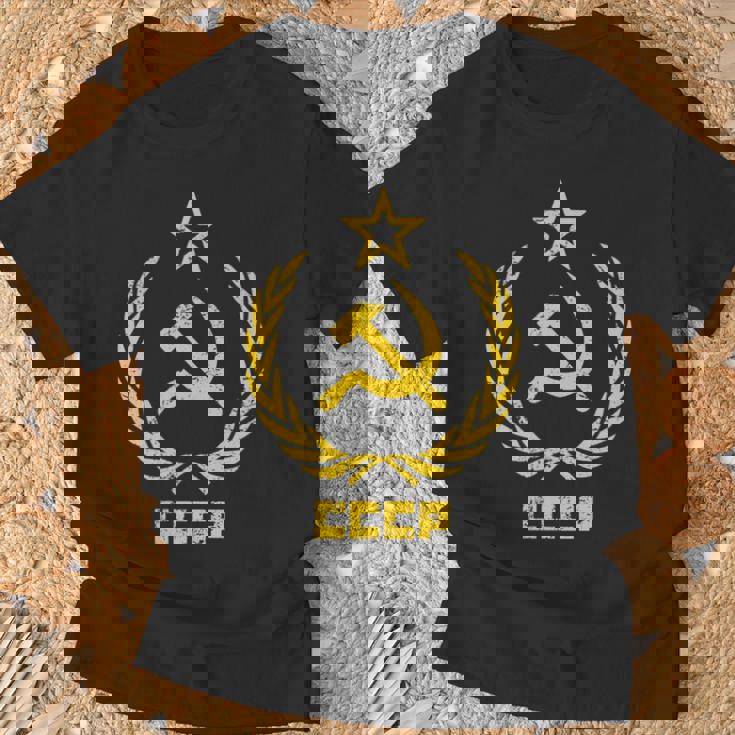 鎌と槌の星cccpソビエト連邦 長袖tシャツ Tシャツ 高齢者への贈り物