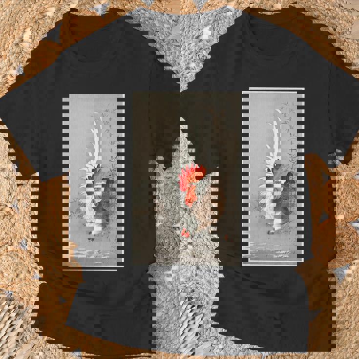 雄鶏と鶏 1900 大原興村 和農場生活 長袖tシャツ Tシャツ 高齢者への贈り物