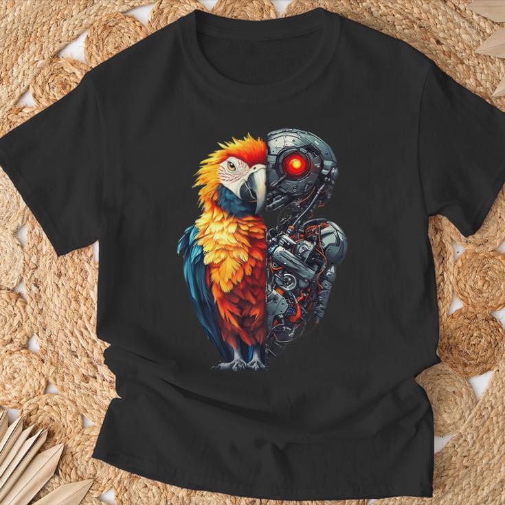 面白いオウムロボット動物愛好家サイボーグオウムロボット Robot Parrot Lover Cyborg Ai Tシャツ 高齢者への贈り物